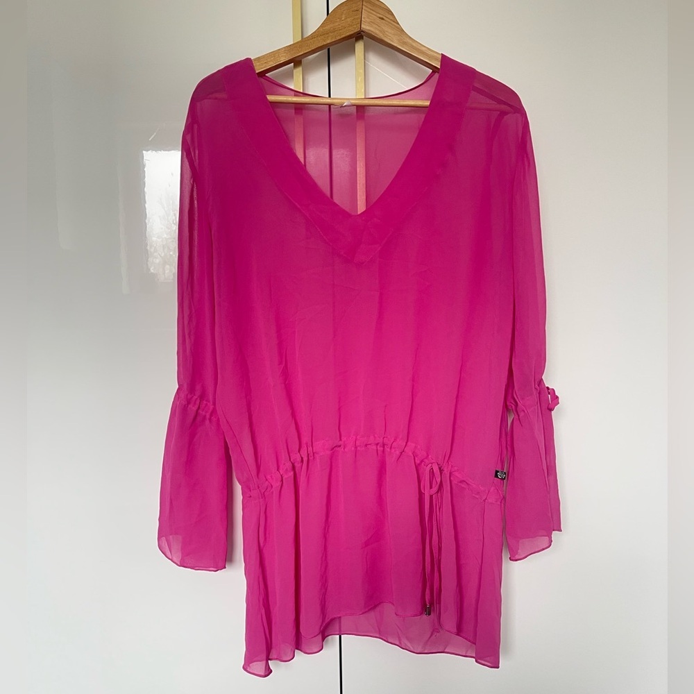 La vie en rose Aqua pink bikini coverup beachwear Medium